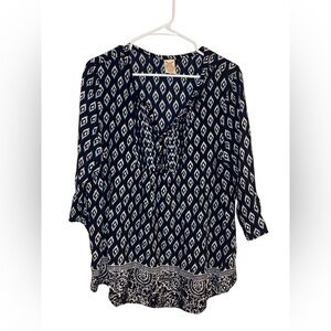 Faded Glory Womens Navy and White Blouse XL